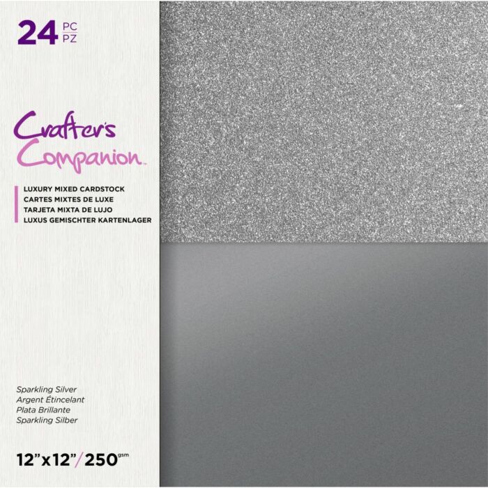 Crafter's Companion Mixed Cardstock Pad 12"X12" 24/Pkg Sparkling Silver