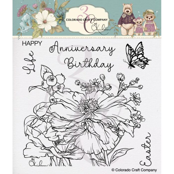Colorado Craft Company Clear Stamps 6"X6" Happy Peony-By Kris Lauren