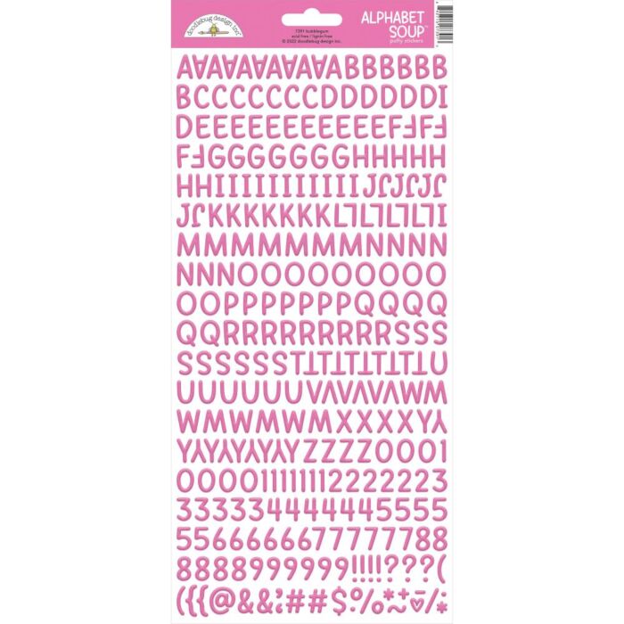 Doodlebug Alphabet Soup Puffy Stickers 6"X13"-Bubblegum