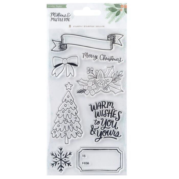 Crate Paper Mittens & Mistletoe Acrylic Clear Stamps 8/Pkg