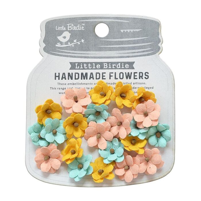 Nicole Crafts - Little Birdie Calypso Paper Flowers 22/Pkg Sunshine And Lemonade