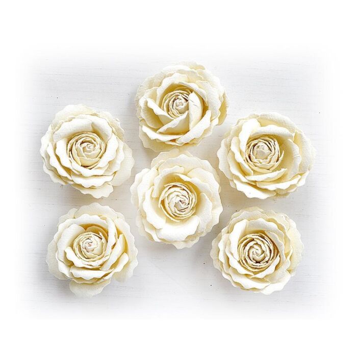 Little Birdie Ellis Paper Flowers 6/Pkg-Shabby Chic