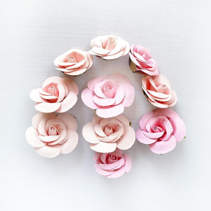 Nicole Crafts Little Birdie Joanna Paper Flowers 10/Pkg Pearl Pink