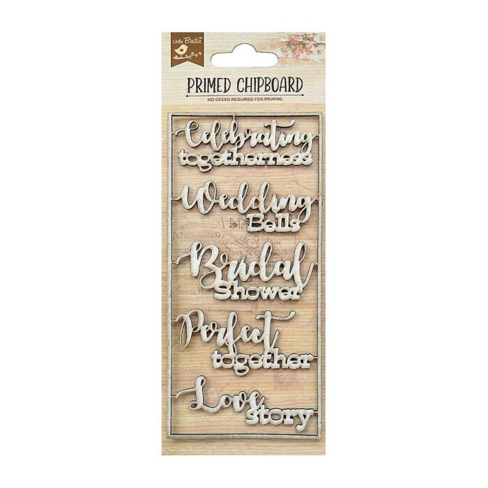 Nicole Crafts Little Birdie Laser Cut Primed Chipboard 1/Pkg Wedding Bells