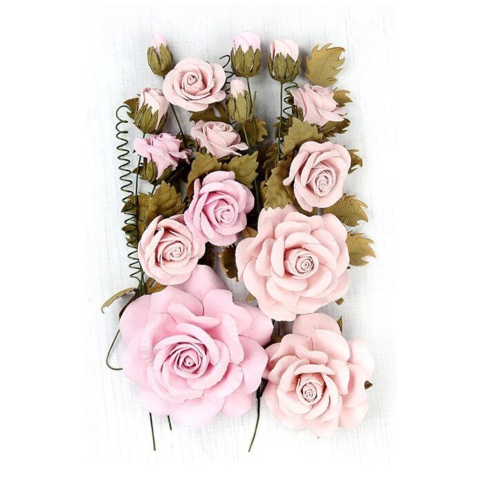 Nicole Crafts Little Birdie Rosalind Paper Flowers 21/Pkg Pearl Pink