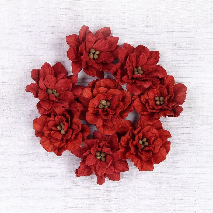 Nicole Crafts Little Birdie Serenade Paper Flowers 8/Pkg Cherry