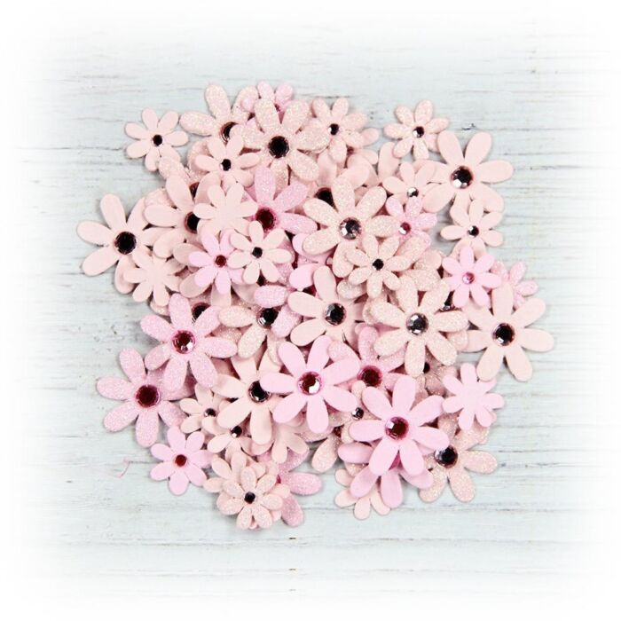 Little Birdie Sparkle Florettes Paper Flowers 60/Pkg-Pearl Pink