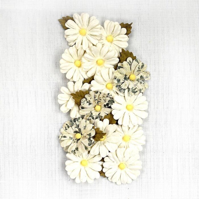 Little Birdie Valerie Paper Flowers 14/Pkg-Moon Light