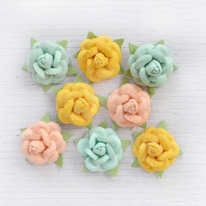 Little Birdie Angel Rose Paper Flowers 8/Pkg-Sunshine And Lemonade