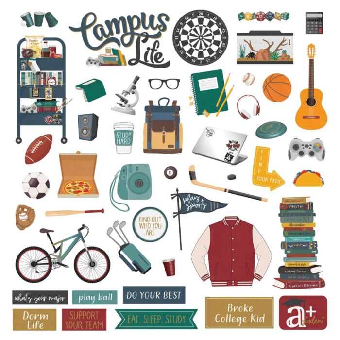 Photoplay Campus Life Stickers 12"X12" Boy Elements