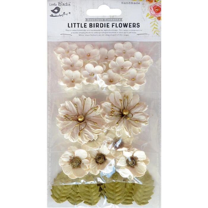 Little Birdie Renae Paper Flower 27/Pkg-Moon Light
