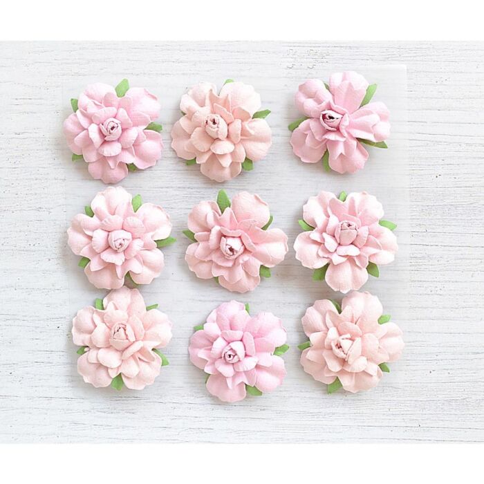 Little Birdie Vincy Paper Flowers 9/Pkg-Pearl Pink