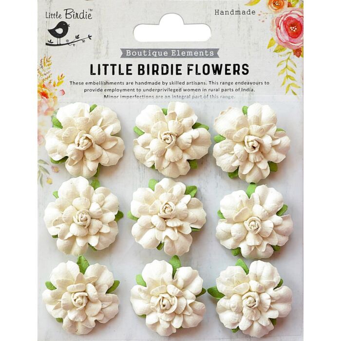 Little Birdie Vincy Paper Flowers 9/Pkg-Moon Light