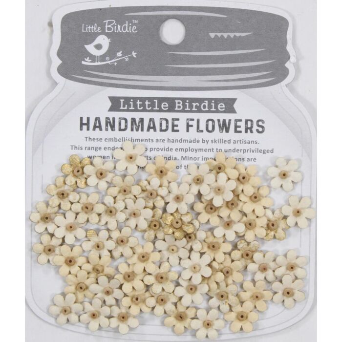 Little Birdie Natalia Paper Flowers 60/Pkg-Ivory Pearl