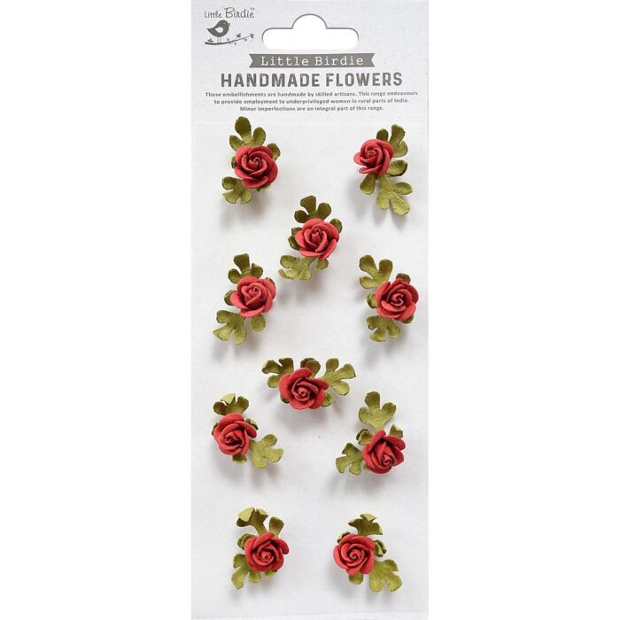 Little Birdie Petite Rose Paper Flowers 10/Pkg-Poppies And Roses