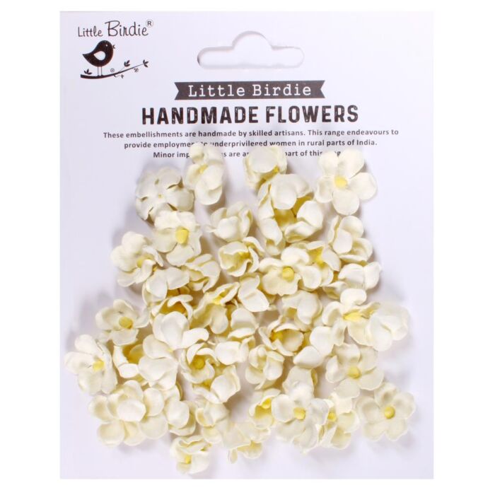Little Birdie Paula Paper Flowers 50/Pkg-Moon Light