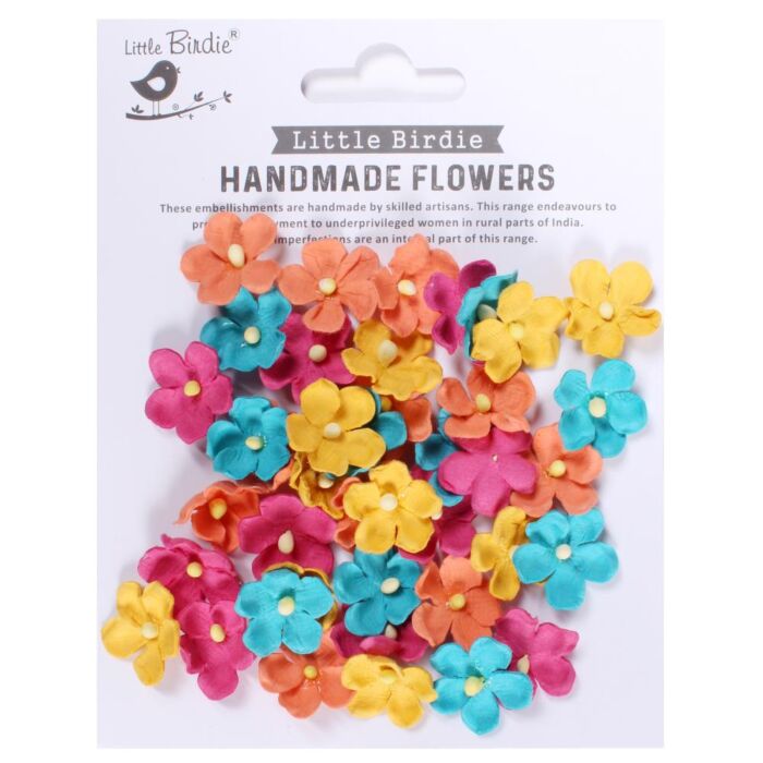 Little Birdie Paula Paper Flowers 50/Pkg-Vivid Palette