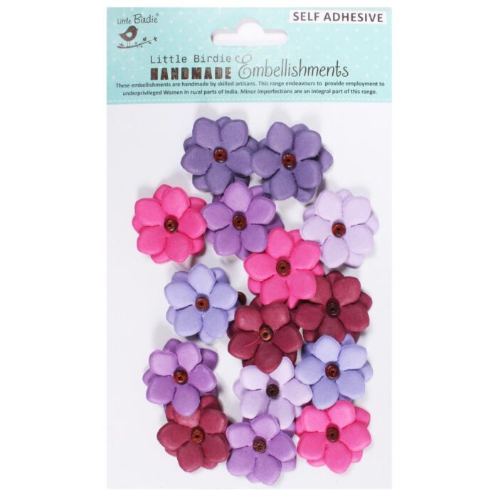 Little Birdie Estela Paper Flowers 15/Pkg-Birds And Berries