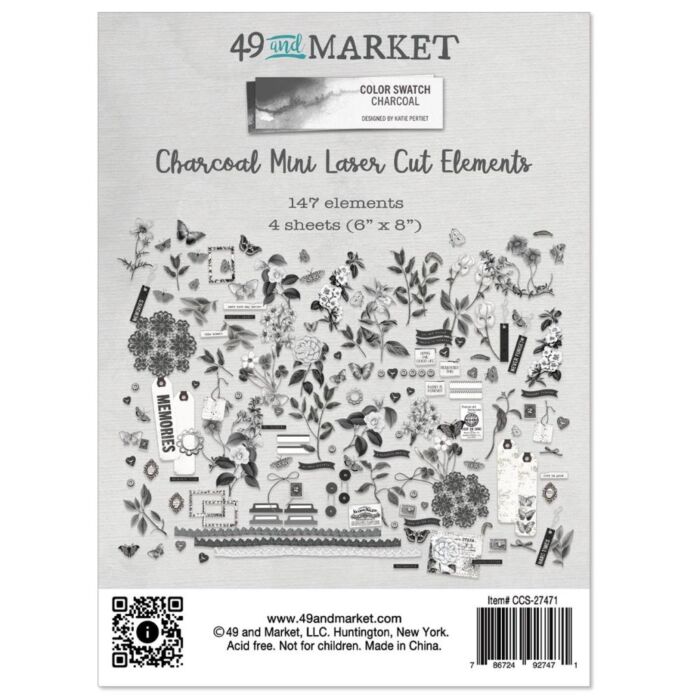 49 and Market Color Swatch: Charcoal mini Laser Cut Outs-Elements