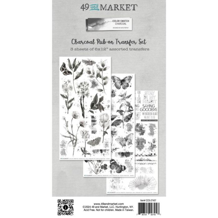 49 and Market Color Swatch: Charcoal Rub-On Transfer Set-
