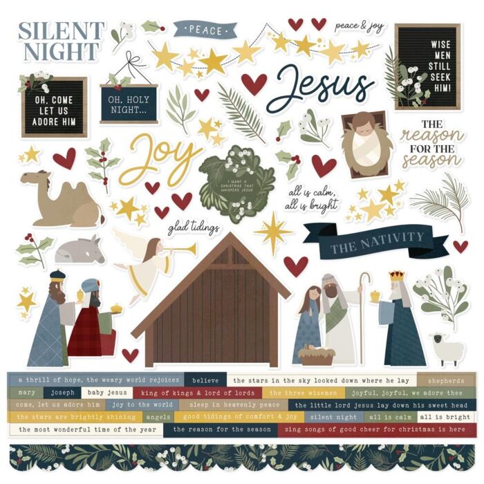 Simple Stories Silent Night Cardstock Stickers-12"X12"