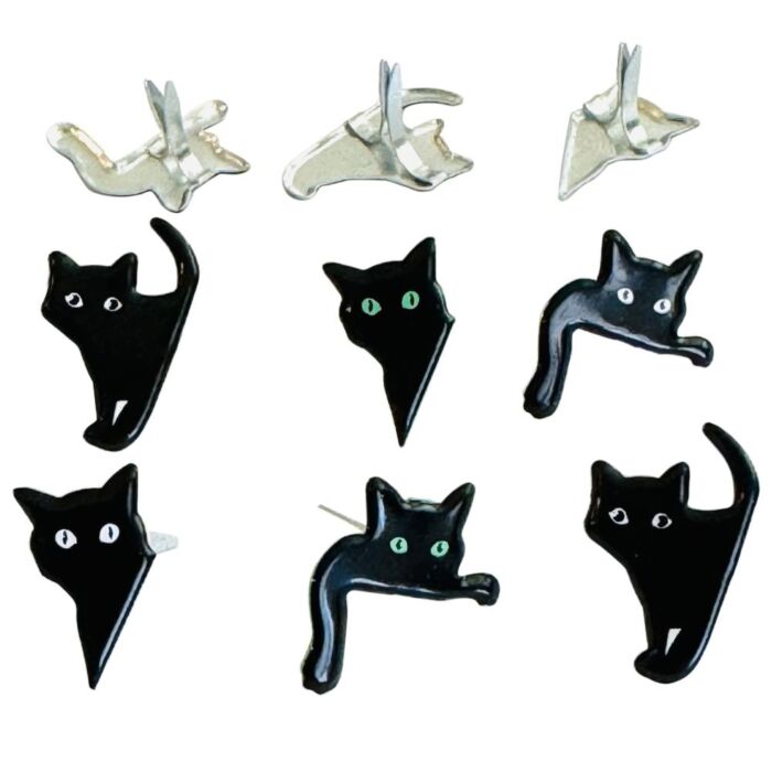 Eyelet Outlet Shape Brads 12/Pkg-Black Cat