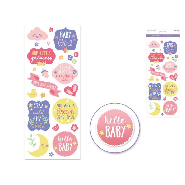Paper Craft Sticker: 5"x12" Classic Themes 'Clear' Photo Safe - Baby Girl
