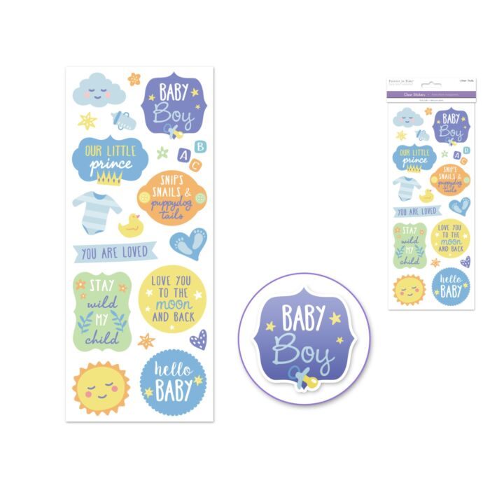 Paper Craft Sticker: 5"x12" Classic Themes 'Clear' Photo Safe - Baby Boy