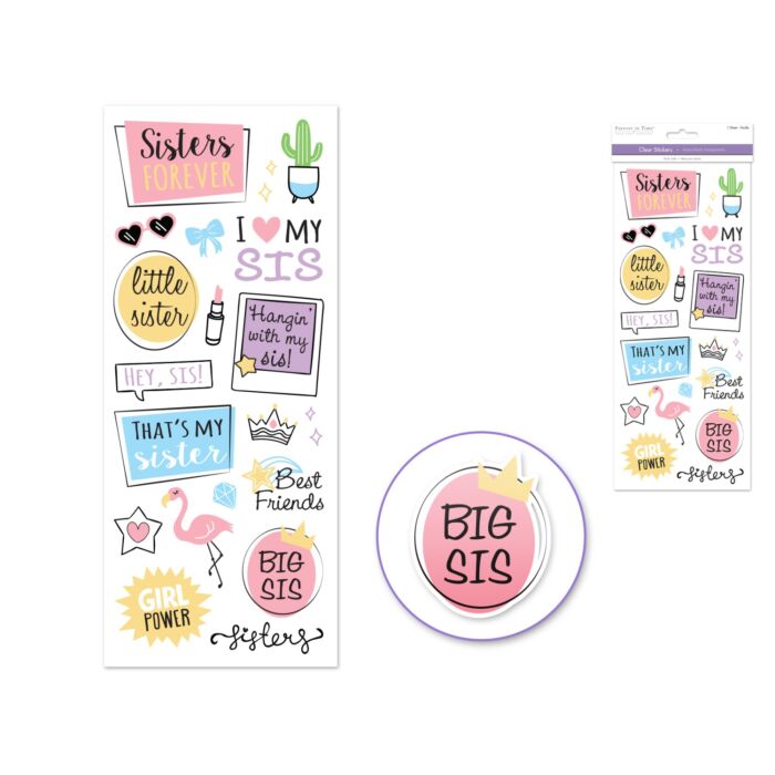 Paper Craft Sticker: 5"x12" Classic Themes 'Clear' Photo Safe - Sisters Forever