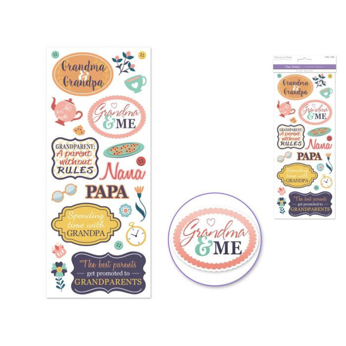 Paper Craft Sticker: 5"x12" Classic Themes 'Clear' Photo Safe - Grandma & Grandpa