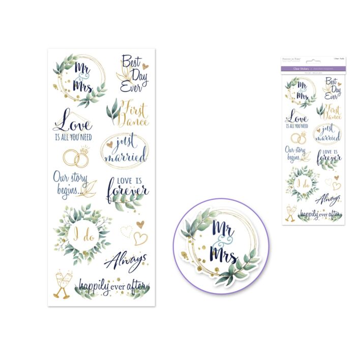 Paper Craft Sticker: 5"x12" Classic Themes 'Clear' Photo Safe - Mr. & Mrs.