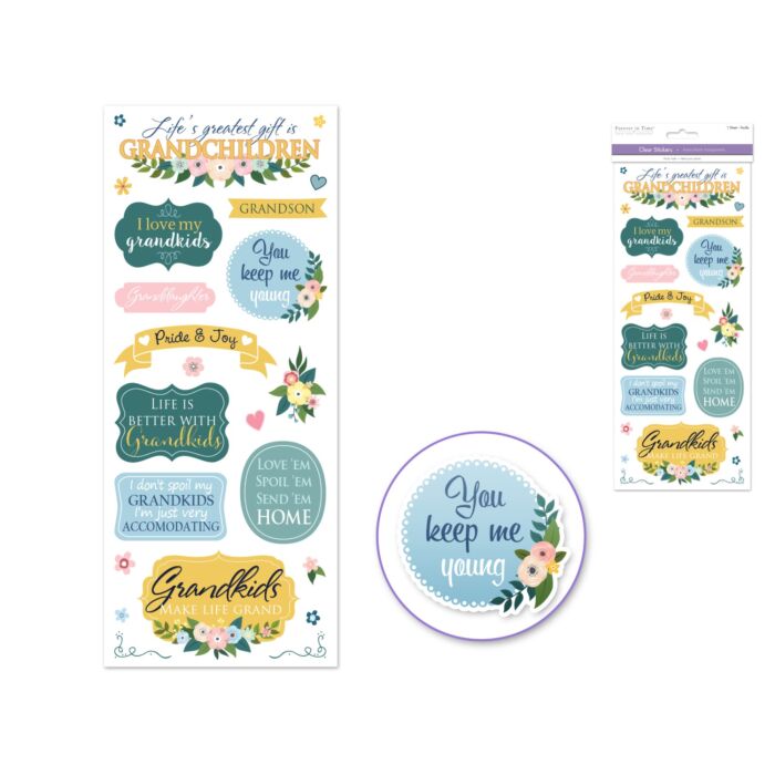 Paper Craft Sticker: 5"x12" Classic Themes 'Clear' Photo Safe - Love My Grandkids