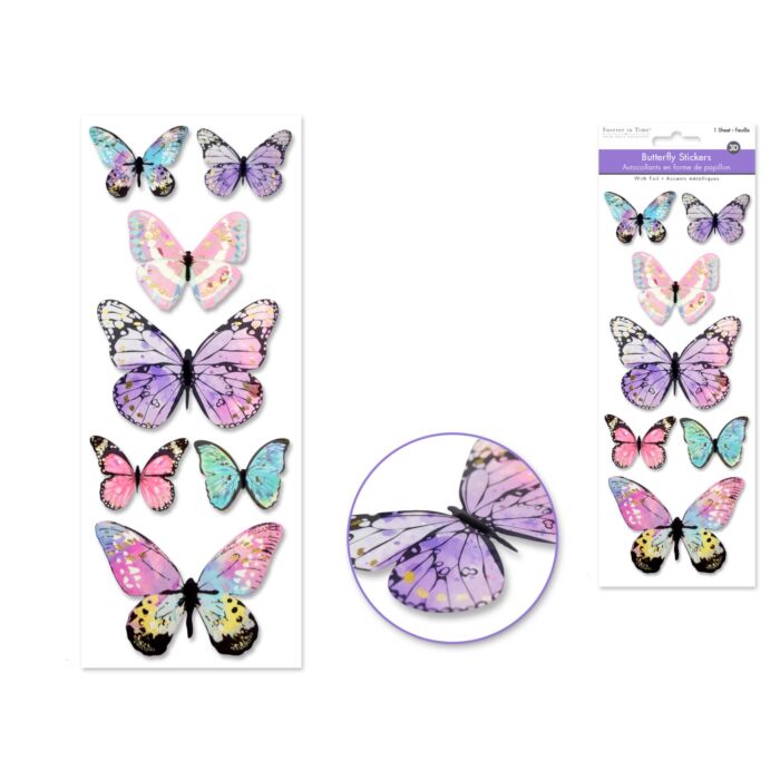 Paper Craft Sticker: 25.5cmx10cm 3D Butterflies - Style 2