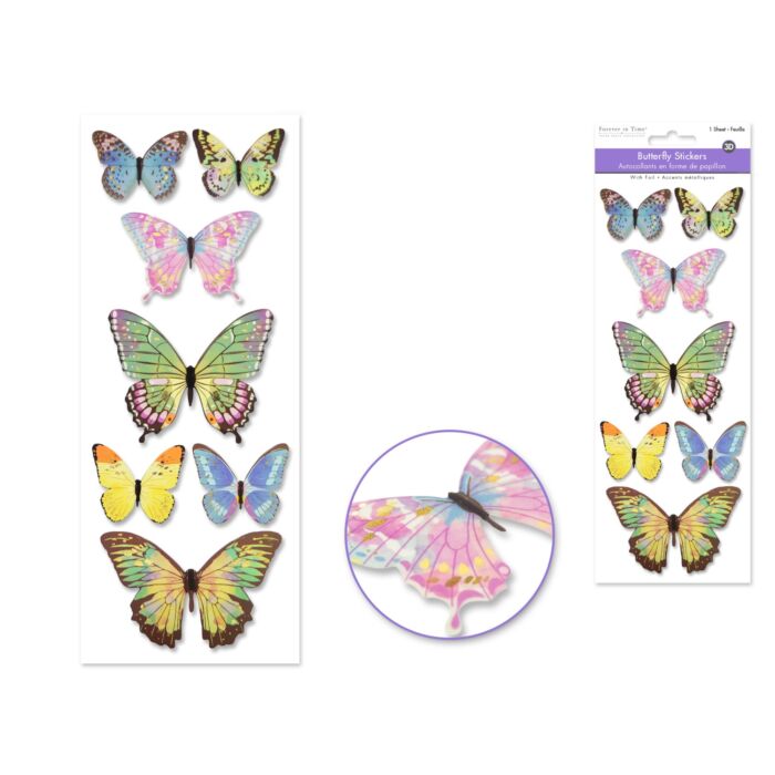 Paper Craft Sticker: 25.5cmx10cm 3D Butterflies - Style 3