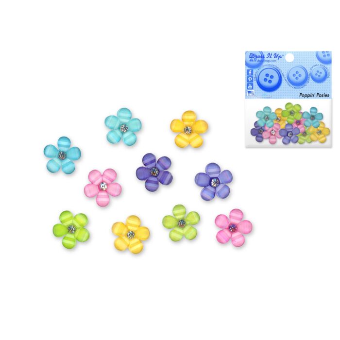 Dress-it-up Bits: Craft/Scrapbook Button Embellishments- Poppin' Posies