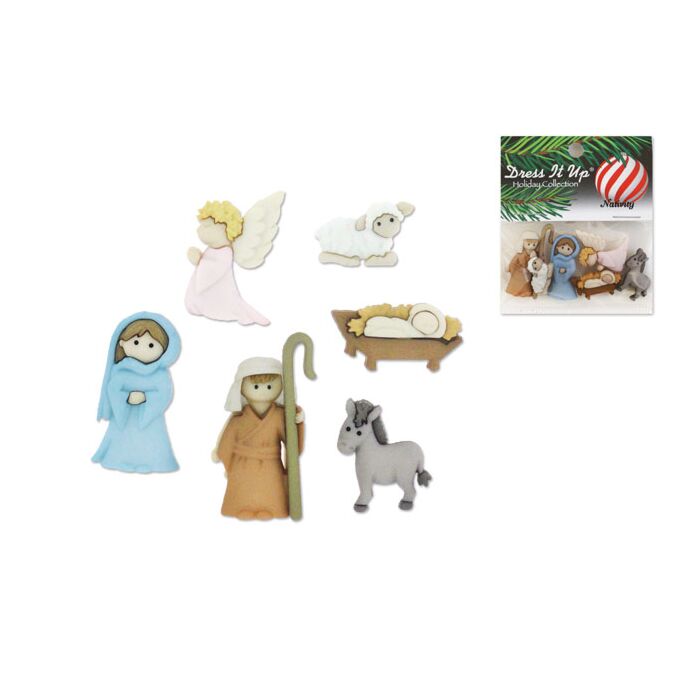 Holiday Paper Craft: Seasonal Dress-It-Up Bits Painted Embellishments Nativity