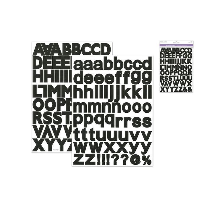 Scrapbook Stickers: 1 3/16" Alpha x126 (2sht) - Black