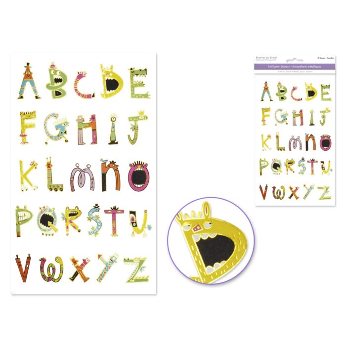 Paper Craft Stickers: 5.75"x9.45" Alpha Foil Fun 2 Sheets - Cool Creatures