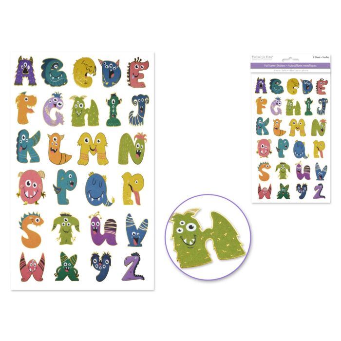Paper Craft Stickers: 5.75"x9.45" Alpha Foil Fun 2 Sheets - Monster Mash