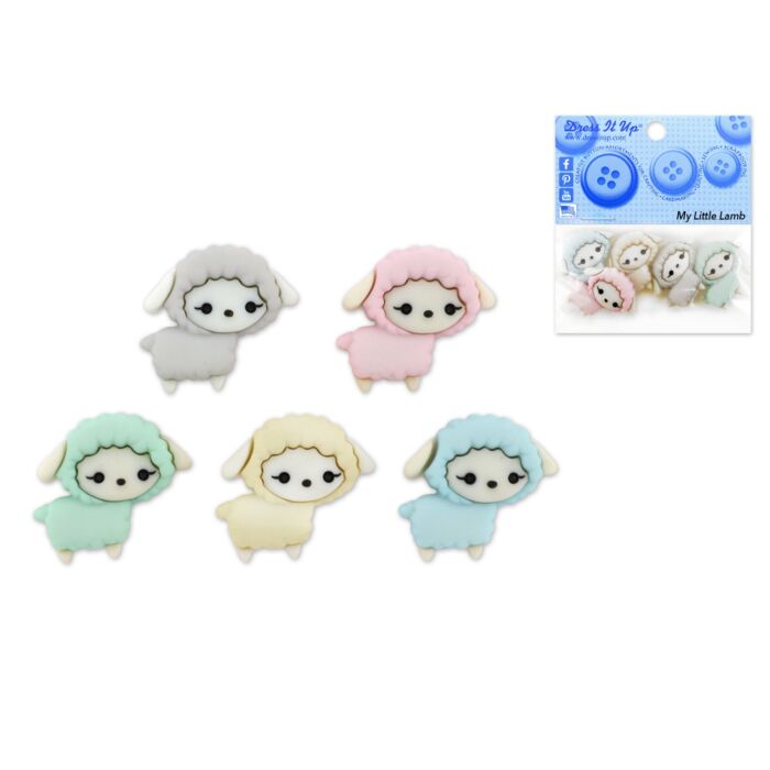Dress-it-up Bits: Craft/Scrapbook Button Embellishments- My Little Lamb