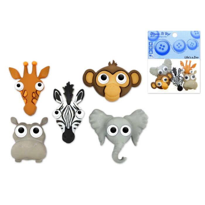 Dress-it-up Bits: Craft/Scrapbook Button Embellishments Life's A Zoo