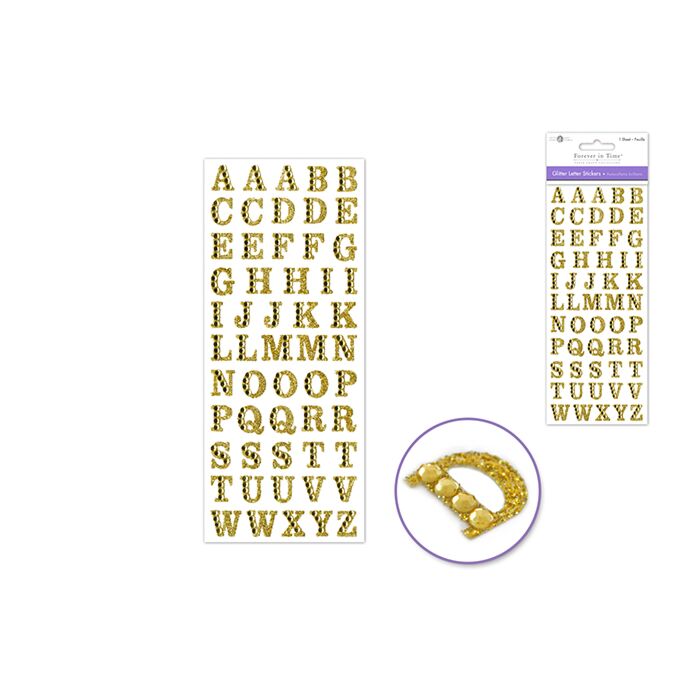 Paper Craft Sticker: 3.37"x7.87" Gemmed Glitter Letters - Gold