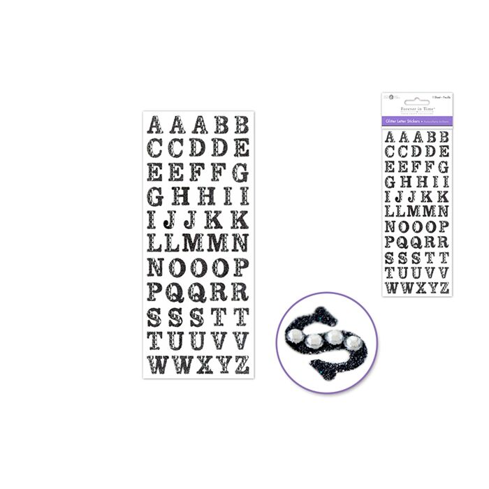 Paper Craft Sticker: 3.37"x7.87" Gemmed Glitter Letters - Black