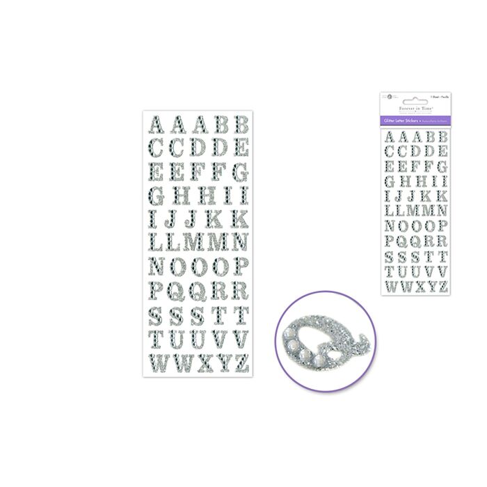 Paper Craft Sticker: 3.37"x7.87" Gemmed Glitter Letters - Silver