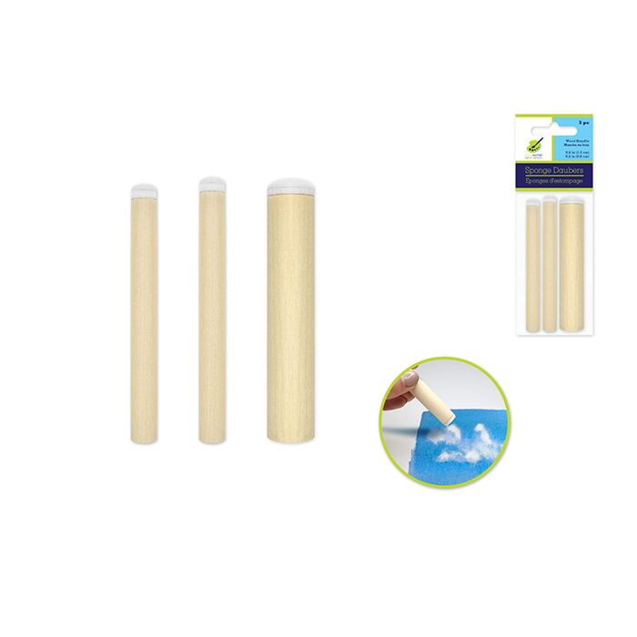 Color Factory Tool: Spouncer/Dauber x3 Asst w/Birch Wood Handle