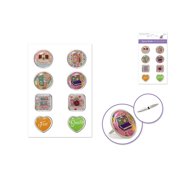Paper Craft Emb: Epoxy Brads x8 - Smile!
