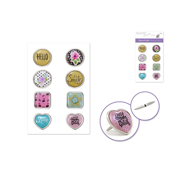 Paper Craft Emb: Epoxy Brads x8 - Posh