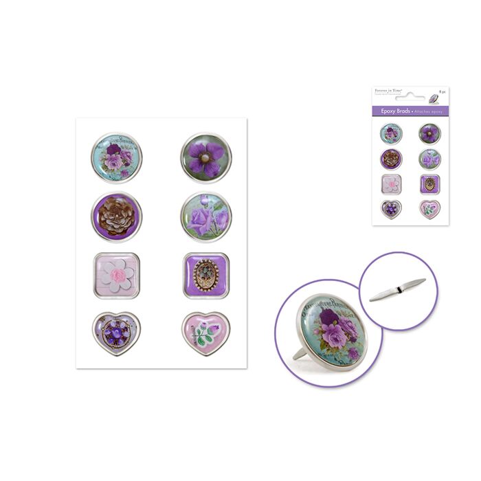Paper Craft Emb: Epoxy Brads x8 - Viola