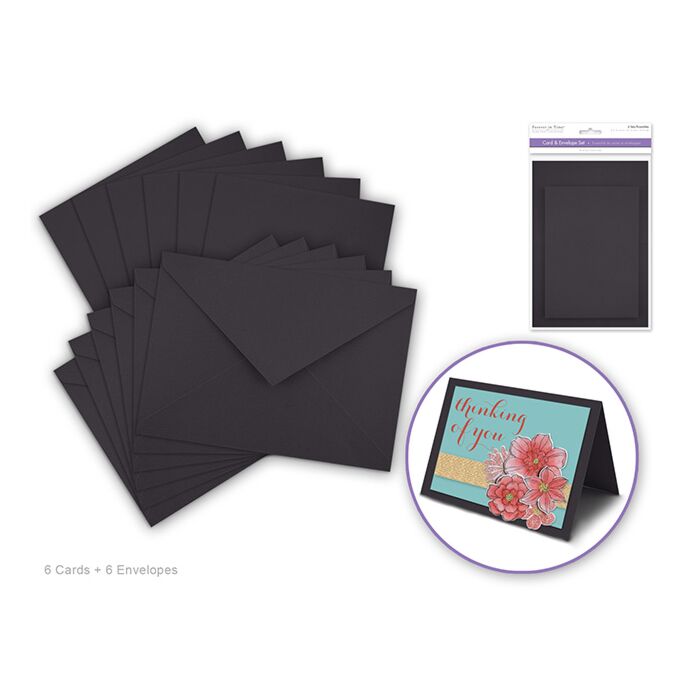 Cardmaking: 4.5"x6" Cards + Envelopes 6sets A6 - BLACK