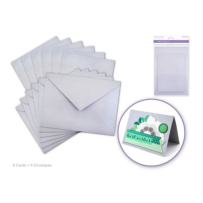 Cardmaking: 4.5"x6" Cards + Envelopes 6sets A6 - SILVER